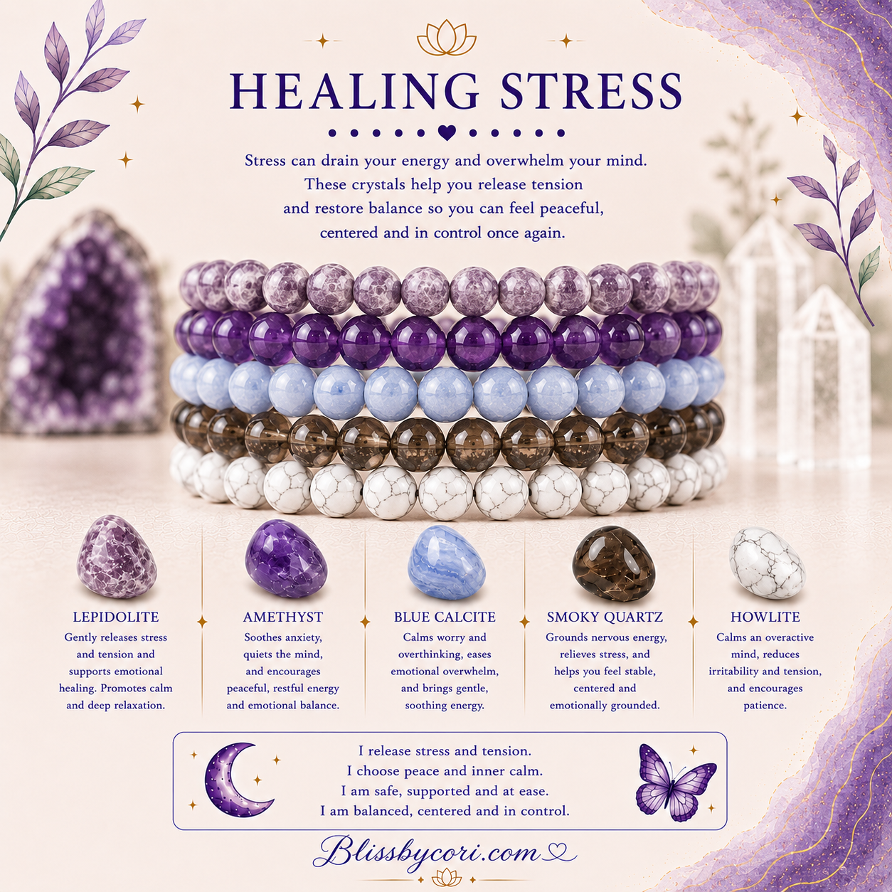 Healing Stress Gemstone Bracelet Stack