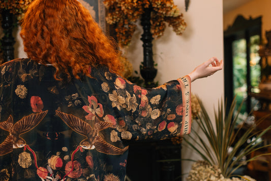 Heart of Gold Opera Duster Kimono Robe w/ Sacred Heart Pre-Order Ships In September