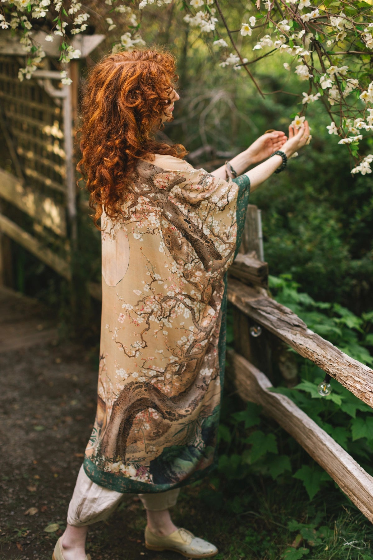 Fable Opera Duster Kimono Robe With Deer Moon & Blossom - Pre Order - Ships Late October 2025