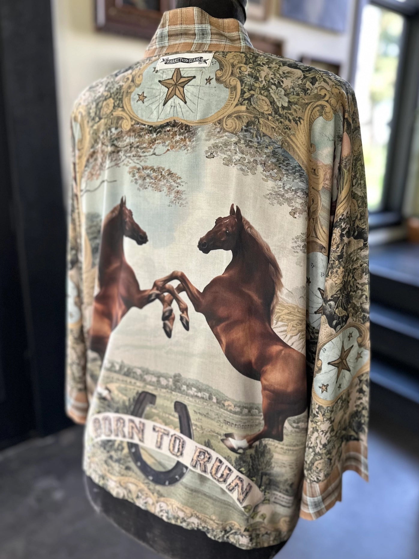 Born To Run Pixie Duster Crop Kimono Horse & Flower Print - Pre-Order - Ships In September