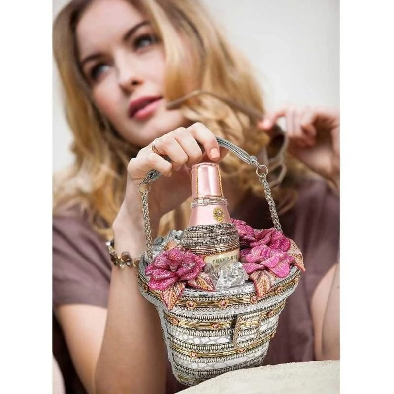 Mary Frances - Champagne On Ice Beaded Bottle and Bucket Top-Handle Bag