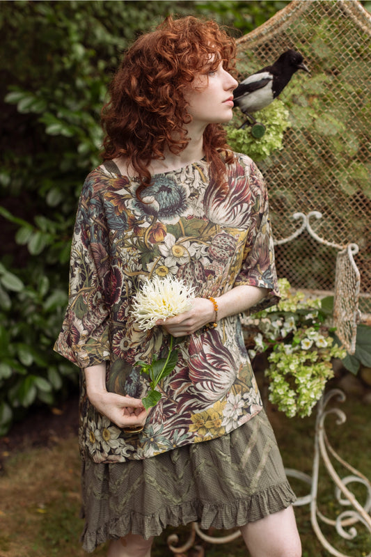 Love Grows Wild Tee Luxe Bamboo Floral Tunic Shirt with Bees Pre-Order Ship Aug 30th