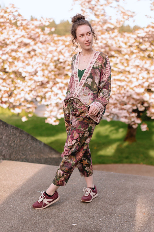 Make A Wish Floral Boho Linen Crop Artist Pant w/ Wishbone Pre - Order Ship February 2025