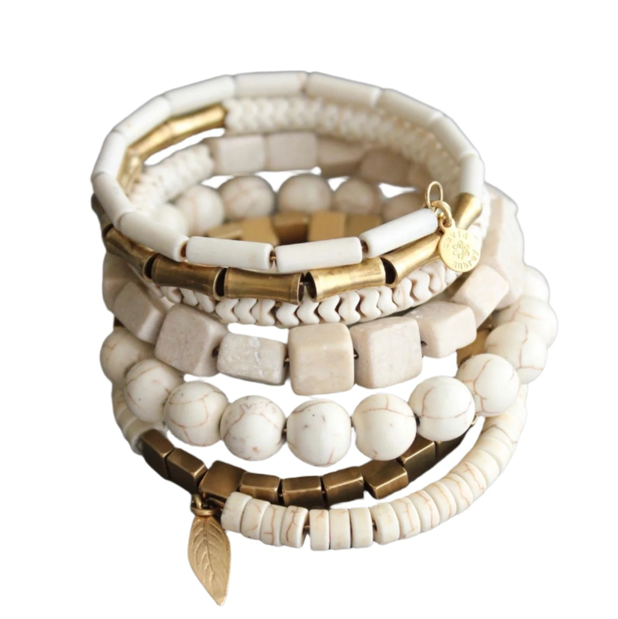 Magnesite and Brass Wrap Bracelet