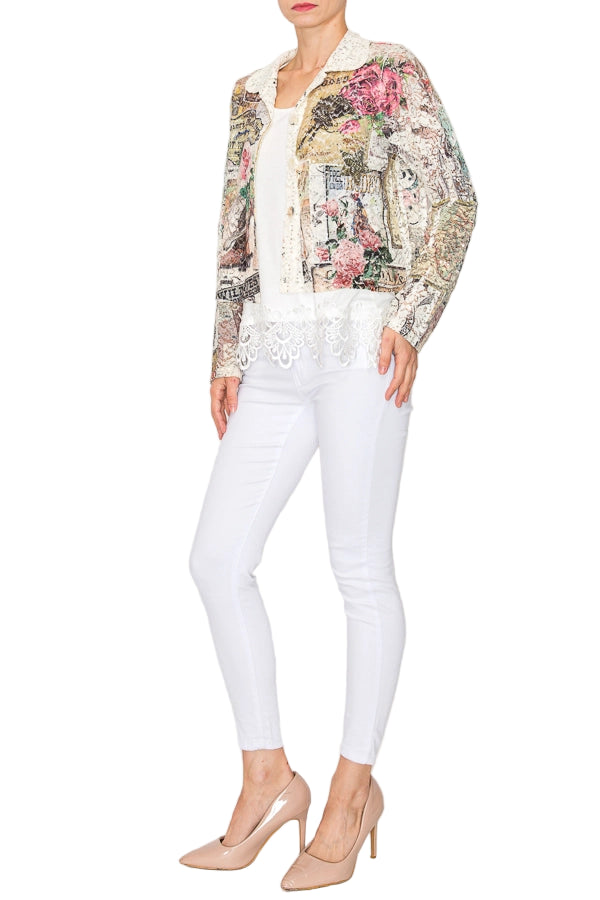 Rose West Cropped Sequin Embellished Button Up Jacket - Ships Late September