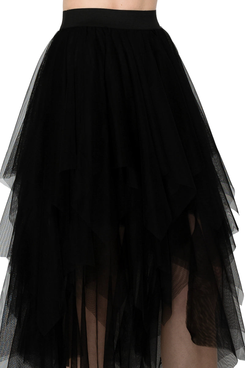 Dreamy Tiered Tulle Midi Skirt with Floaty Hem - Ships Late September
