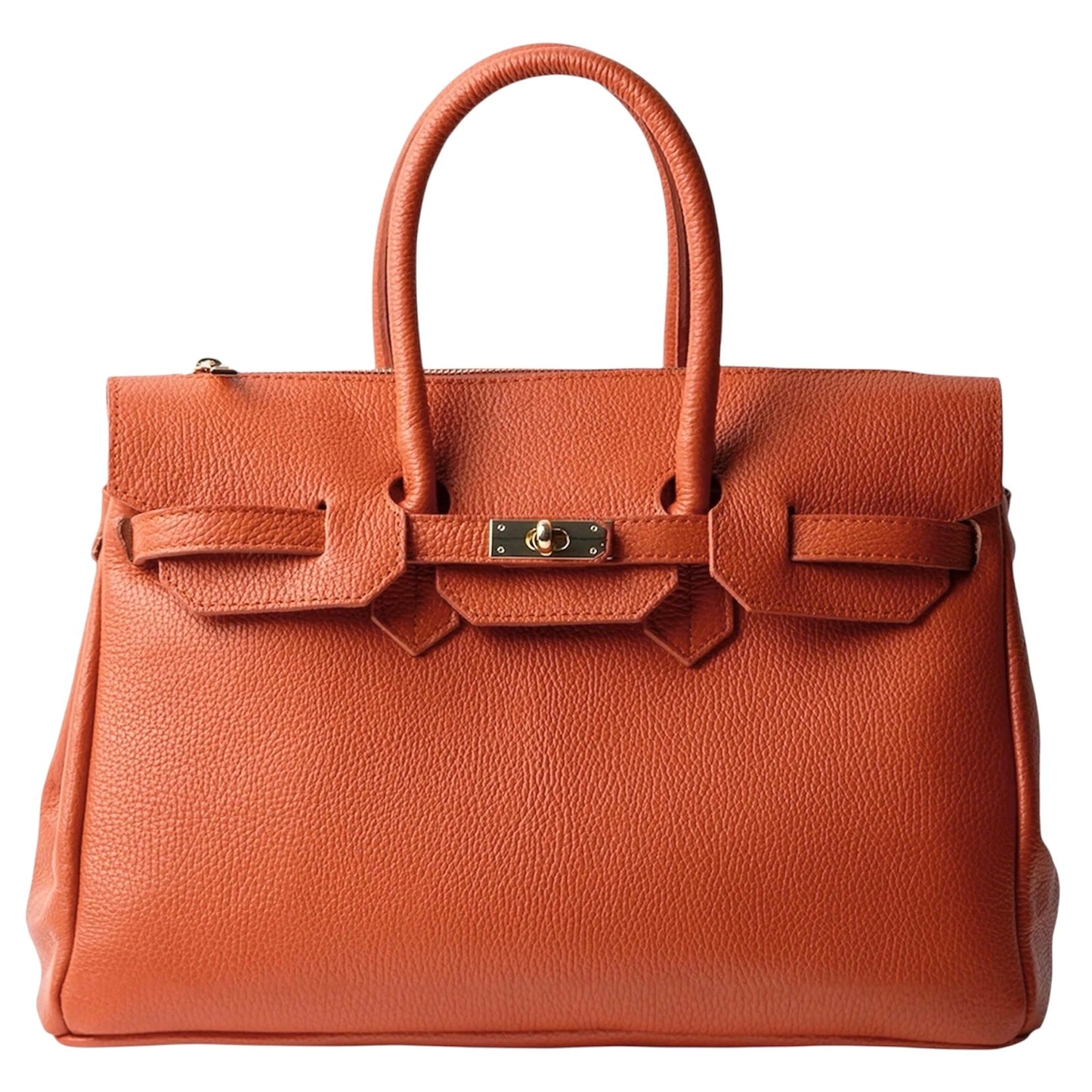 Orange Italian Dollaro Leather Handbag