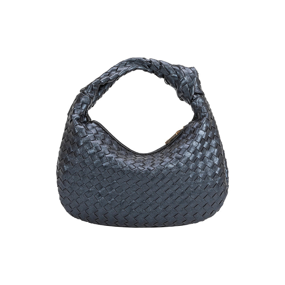 Melie Bianco Drew Small Metallic Midnight Recycled Vegan Top Handle Bag