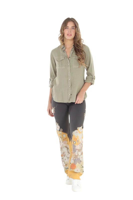 Paparazzi by Biz - Stretch Fit Floral Print Lounge Pant with Raw Hem