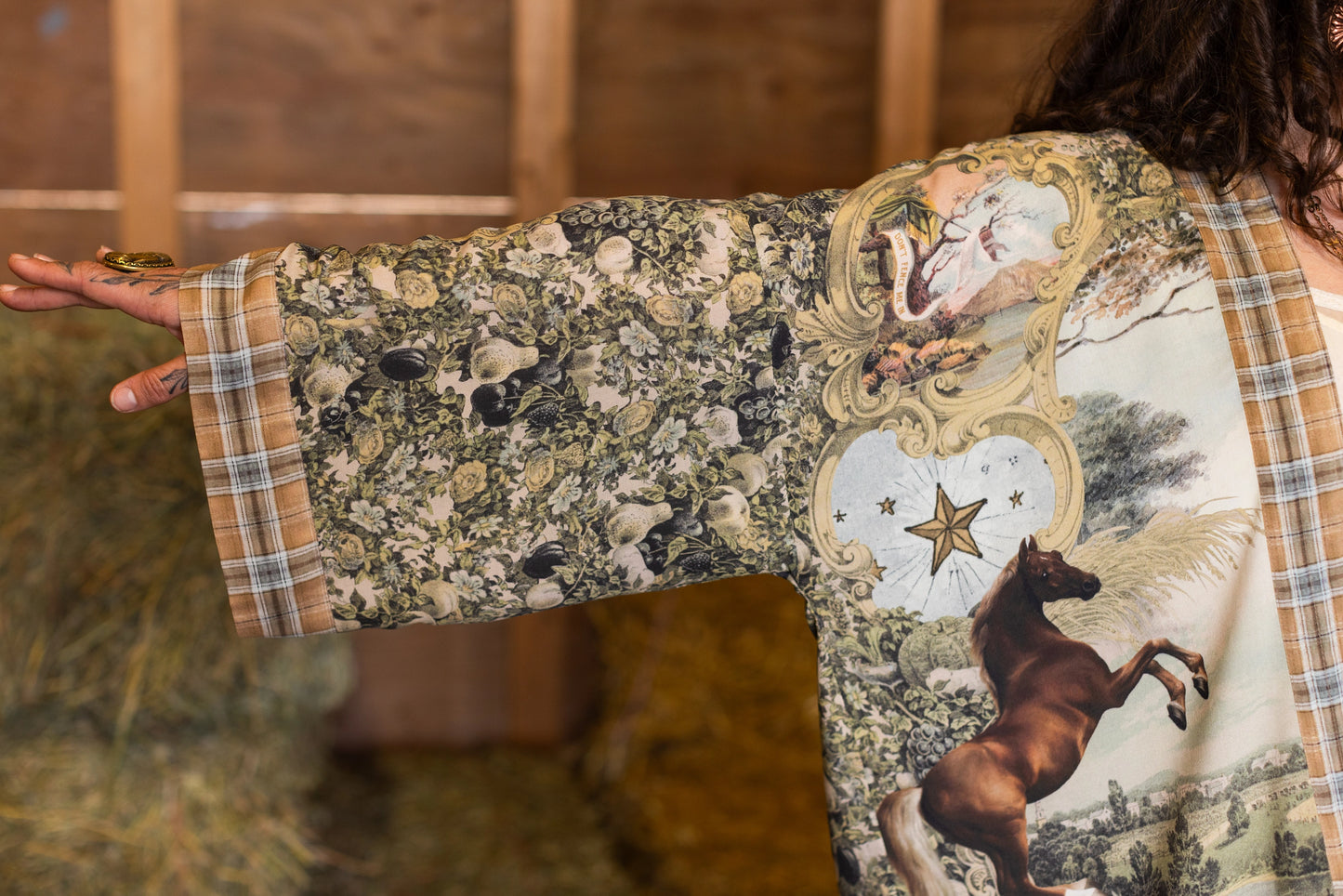 Born To Run Pixie Duster Crop Kimono Horse & Flower Print - Pre-Order - Ships In September