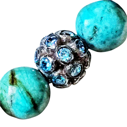 Blue Opal Beaded Bracelet Paired With A Sterling SIlver Natural Blue Topaz Bead