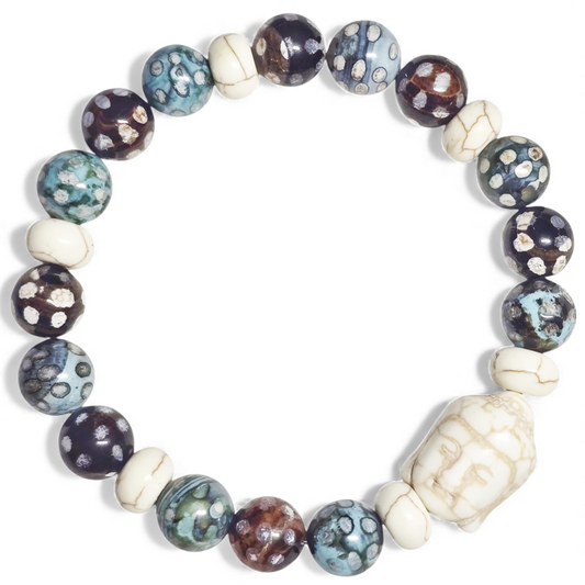 Mixed Gemstone Buddha Beaded Bracelet