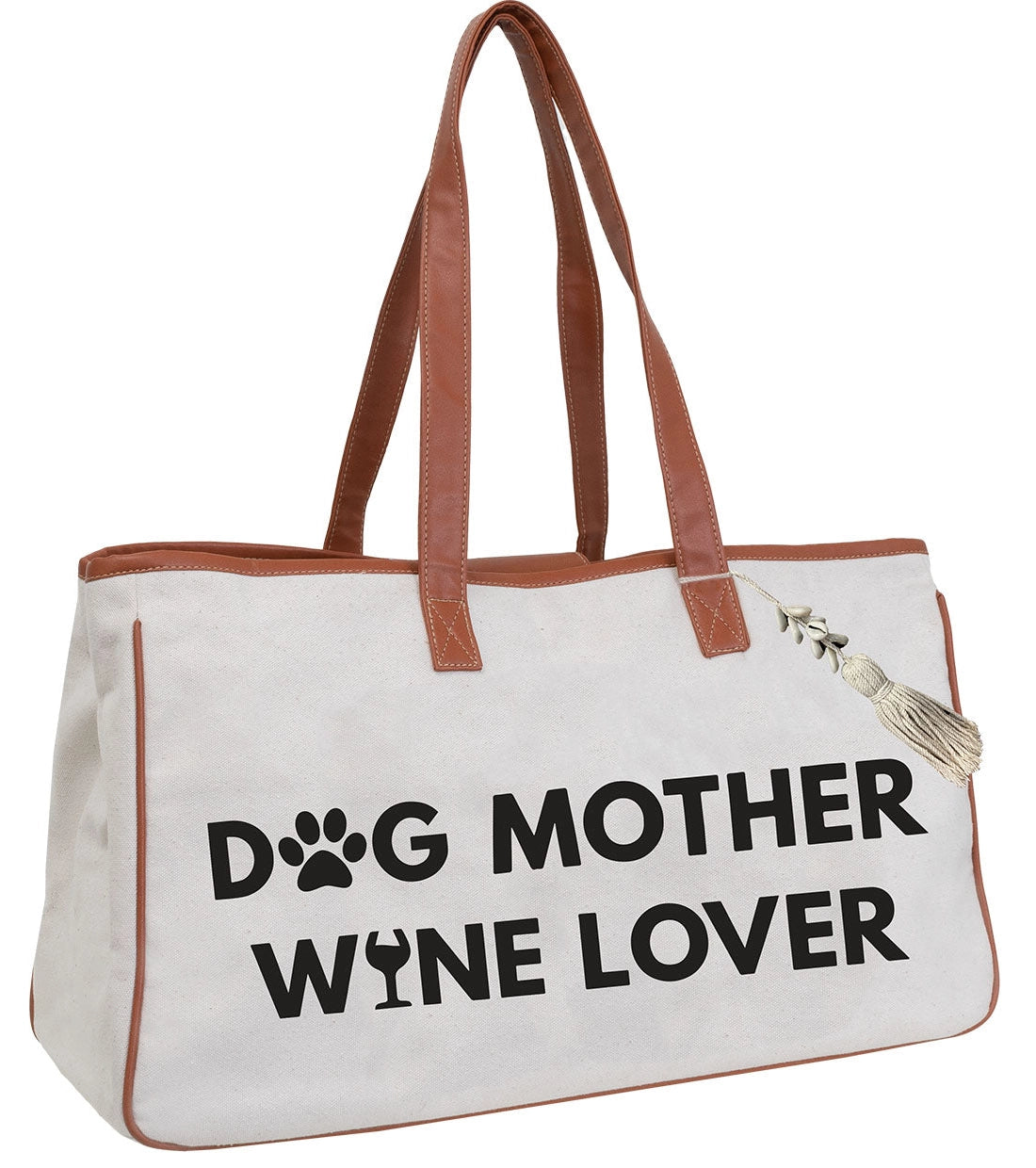 Canvas Wine Tote - Dog Mother Wine Lover