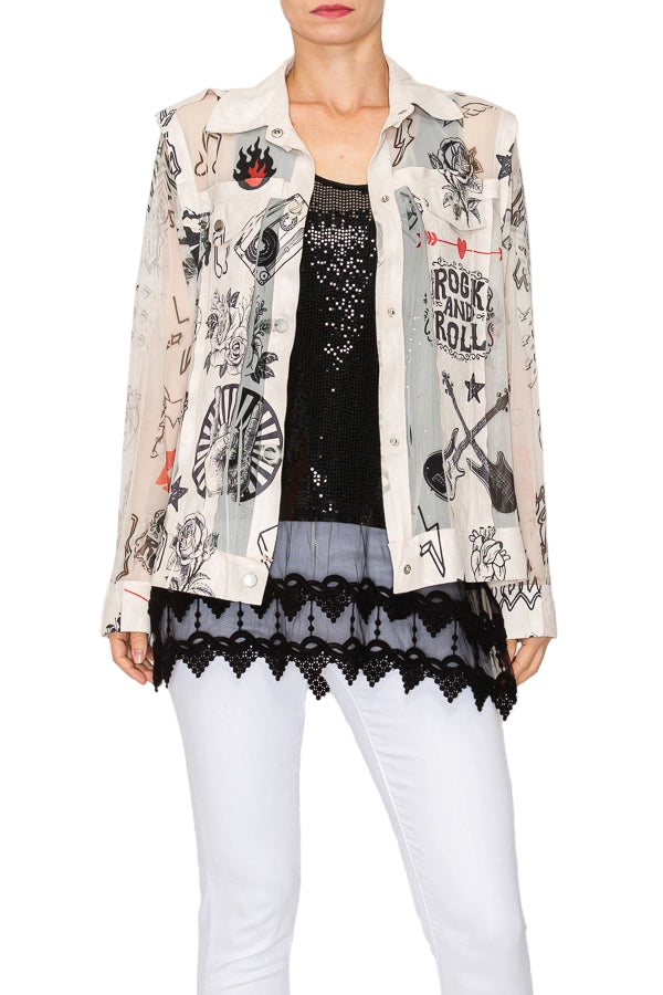 Rock And Roll Faux Suede Mesh Trimmed Detailed Jacket - Ships Late September