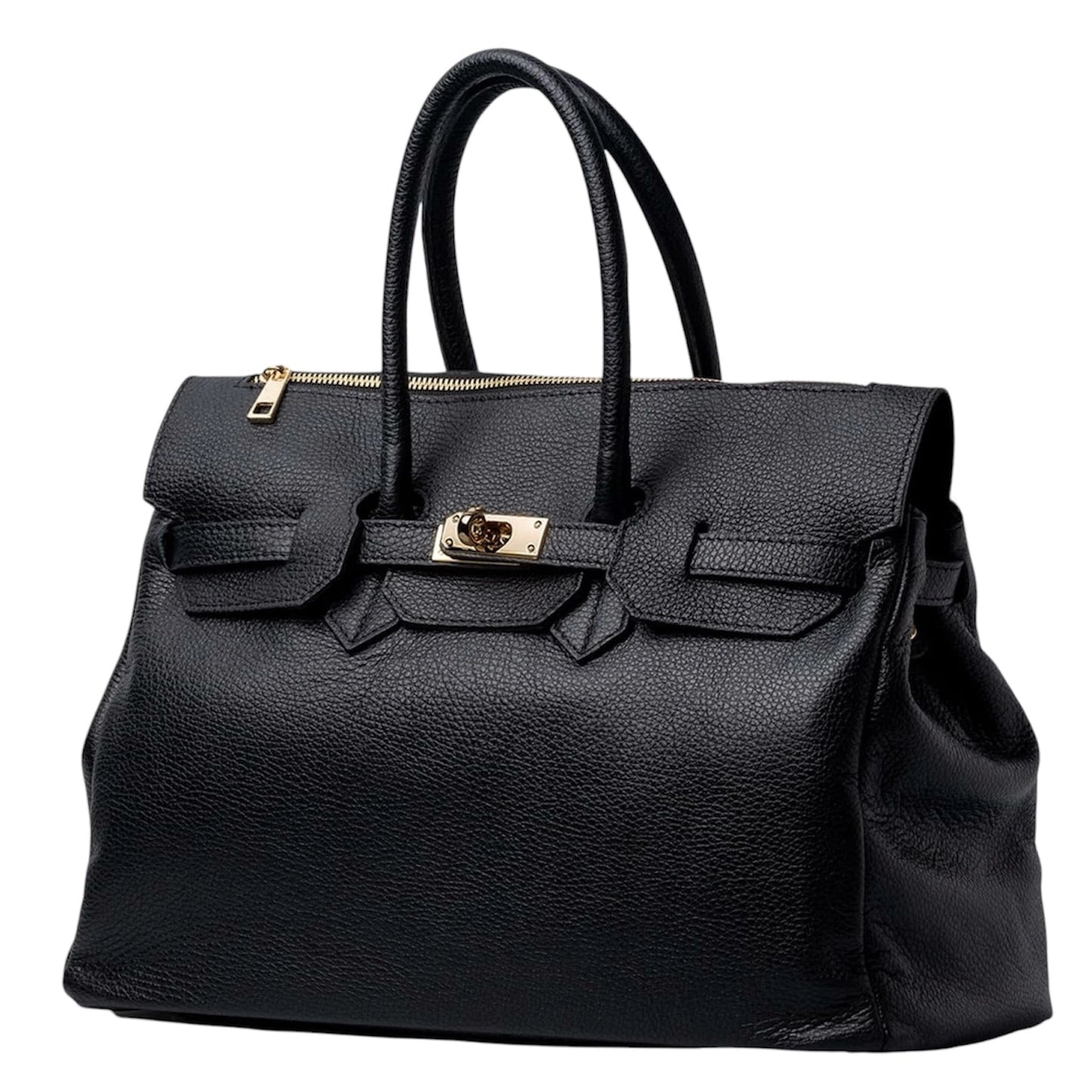 Black Italian Dollaro Leather Handbag