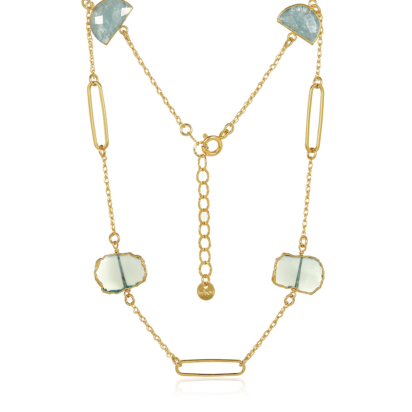 Mabel Chong Chalcedony Aqua Paperclip Link Short Necklace