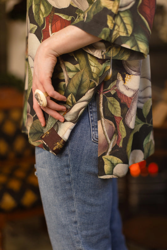 Fleur De Lune Luxe Tee Tunic Shirt w/ Floral Print & Bees Pre-Order - Ships In September