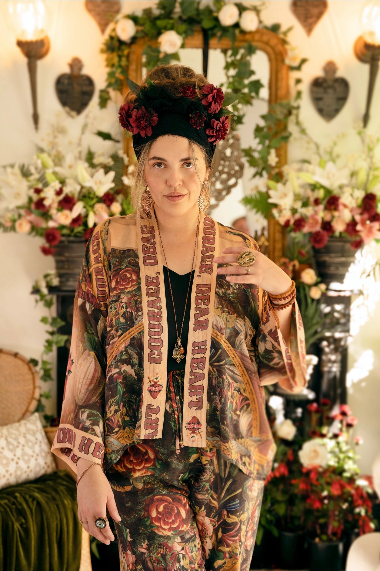 Courage Dear Heart Pixie Duster Crop Kimono w/ Sacred Heart- Preorder Ships August 1 - 30th