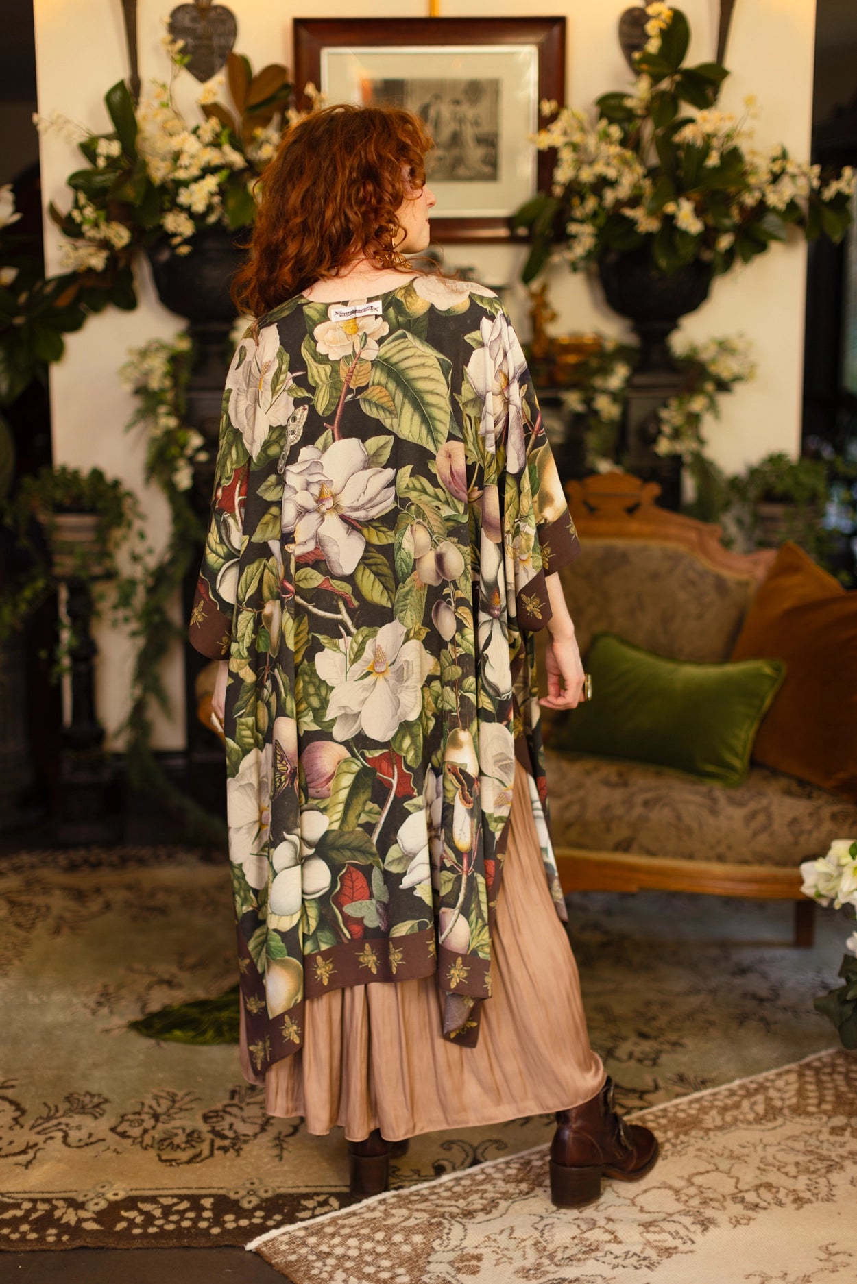 Fleur De Lune Goddess Starduster Kimono w/ Florals & Bees- Pre-Order - Ships In September