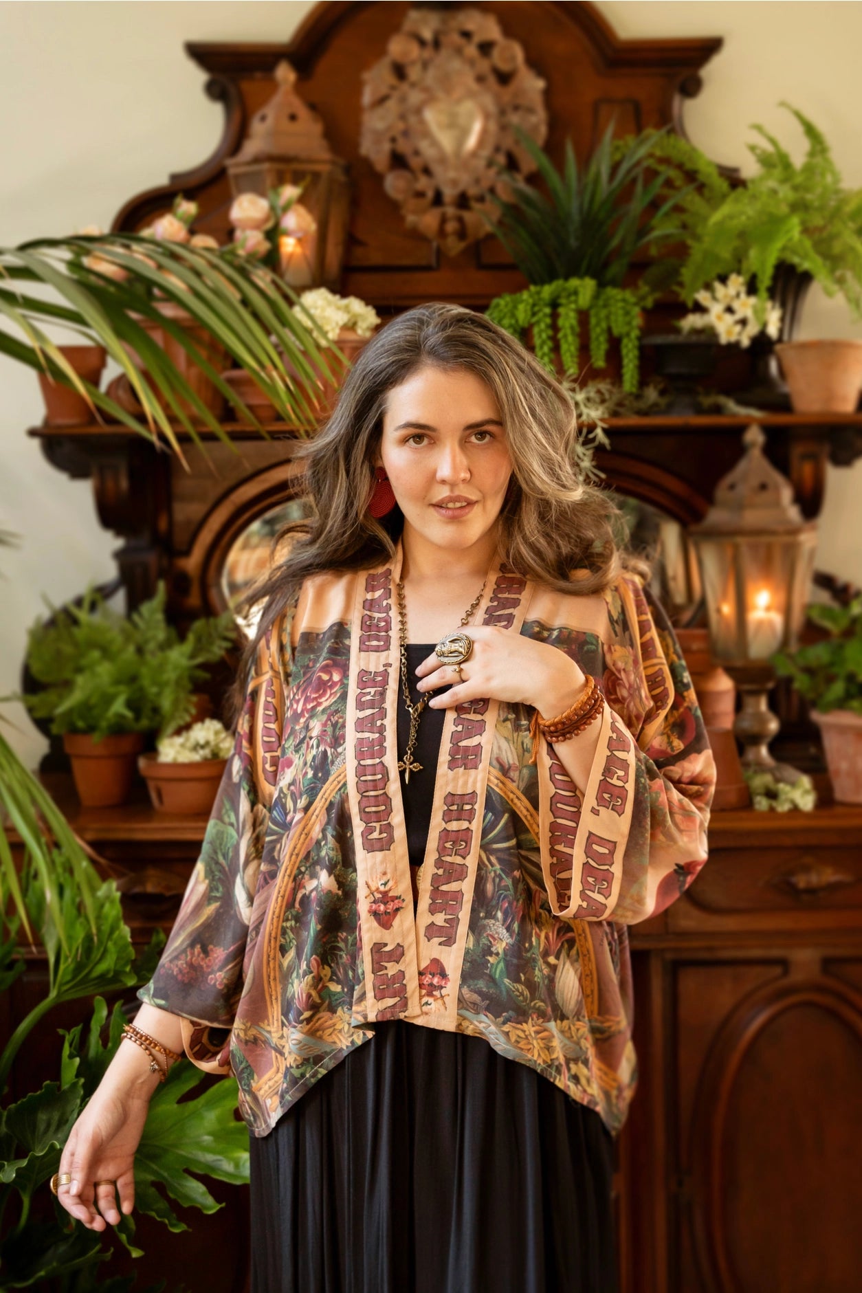 Courage Dear Heart Pixie Duster Crop Kimono w/ Sacred Heart- Preorder Ships August 1 - 30th