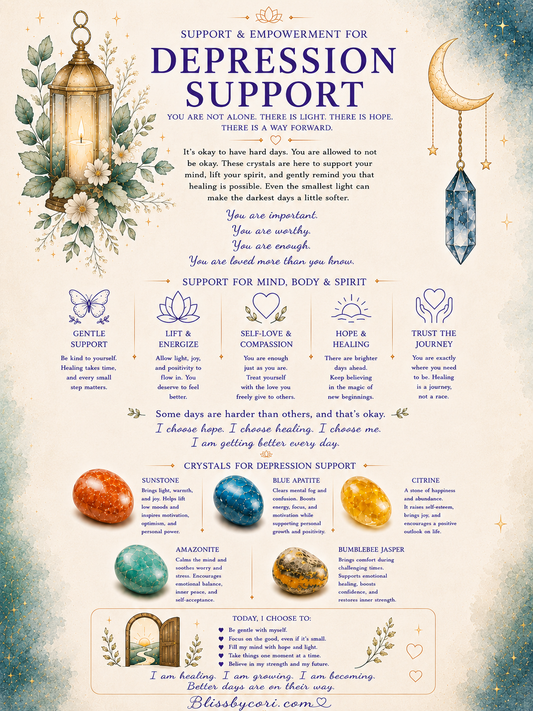 Support & Empowerment For Depression Gemstone Bracelet Stack