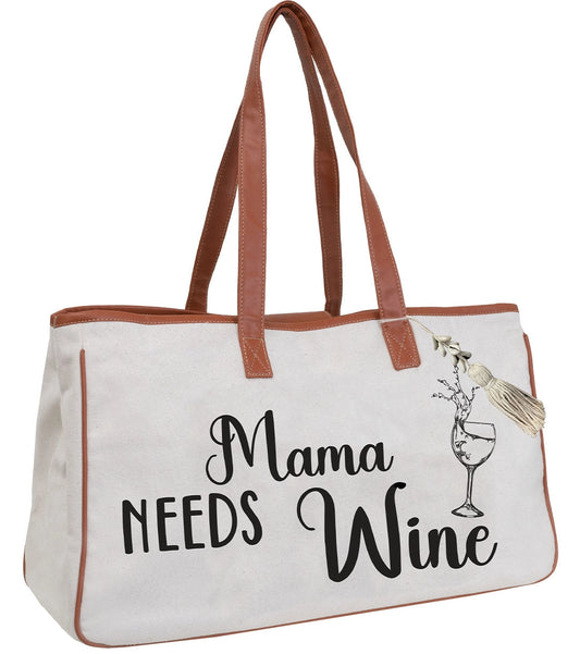 Canvas Wine Tote - Mama Needs Wine