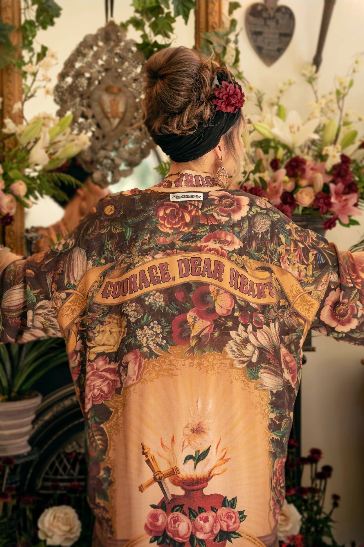 Courage Dear Heart Opera Duster Kimono Robe w/ Sacred Heart- Preorder Ships August 1 - 30th