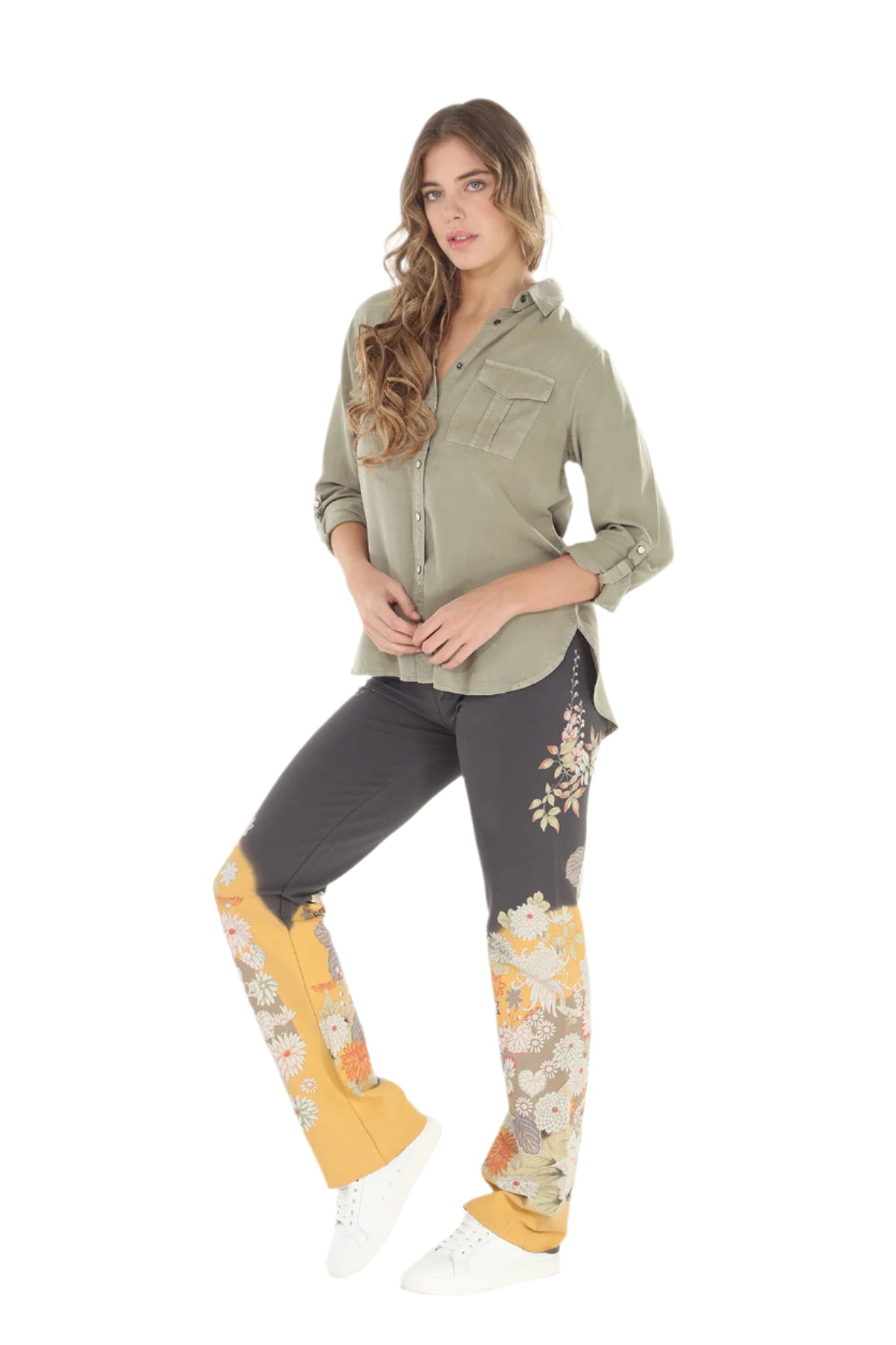 Paparazzi by Biz - Stretch Fit Floral Print Lounge Pant with Raw Hem