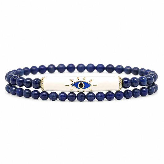 Lapis Lazuli Evil Eye Protection Bracelet Set