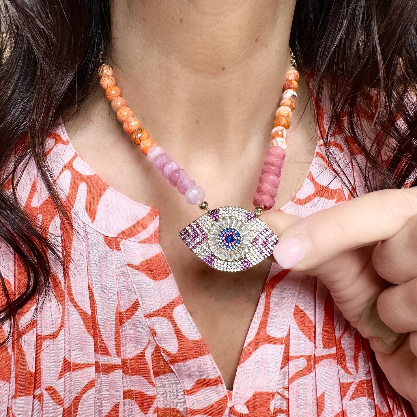 Patricia Mystic Magnet Necklace – Evil Eye Gemstone Chain