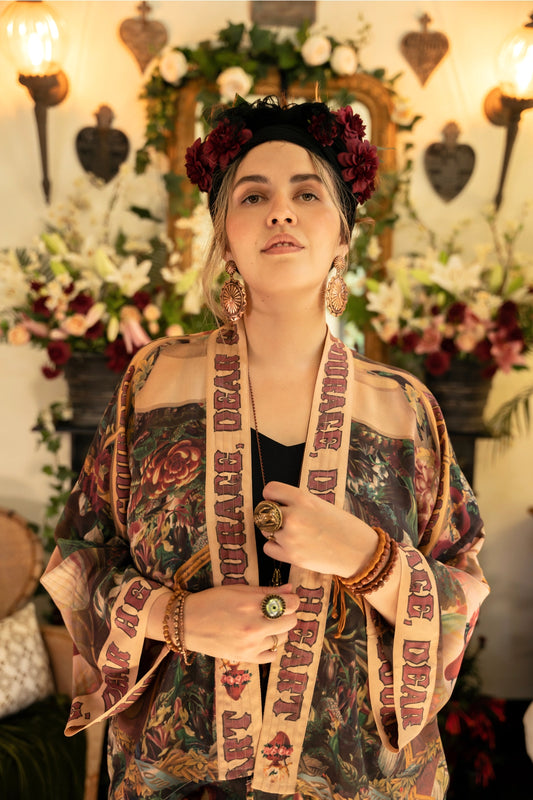 Courage Dear Heart Pixie Duster Crop Kimono w/ Sacred Heart- Preorder Ships August 1 - 30th