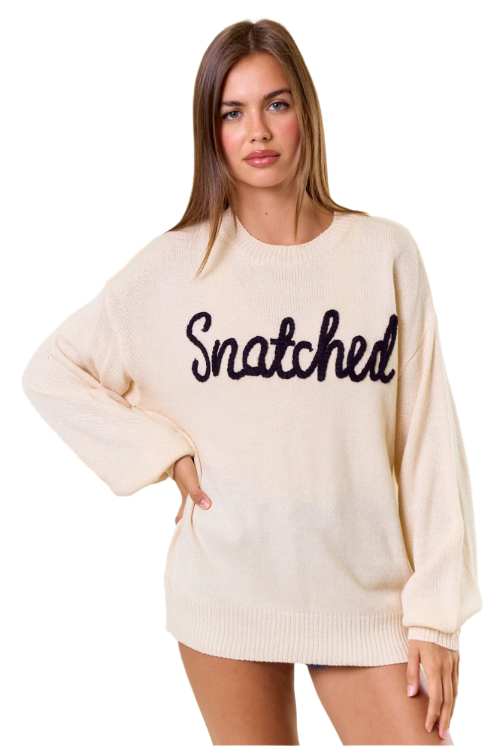 Snatched Letter Embroidered Sweater