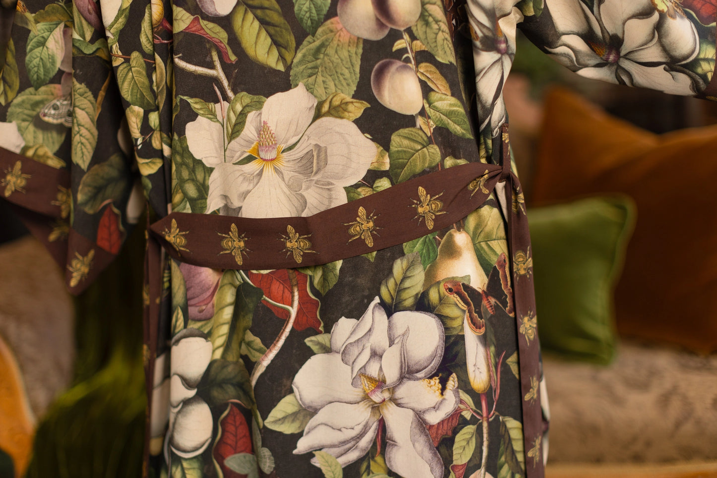 Fleur De Lune Opera Duster Kimono Robe w/ Florals & Bees Pre-Order - Ships In September