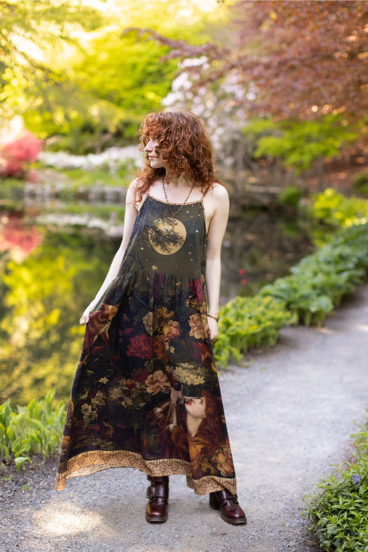 The Messenger Long Maxi Slip Dress w/ Joan of Arc & Florals - Pre-Order Ships September2025