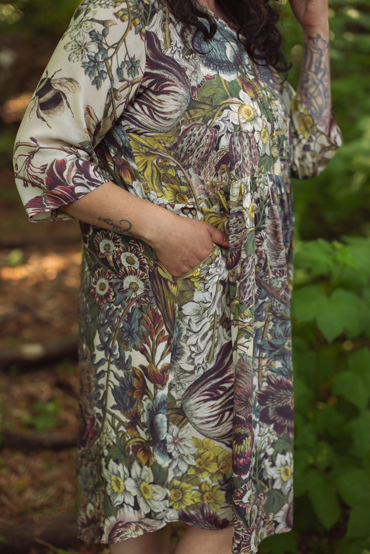 Love Grows Wild Artist Tunic Dress with Pockets & Bees