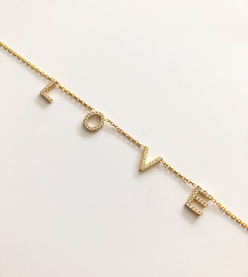 CZ Pave LOVE Necklace - Available in 14kt Gold Vermeil, Rose Gold And Sterling Silver