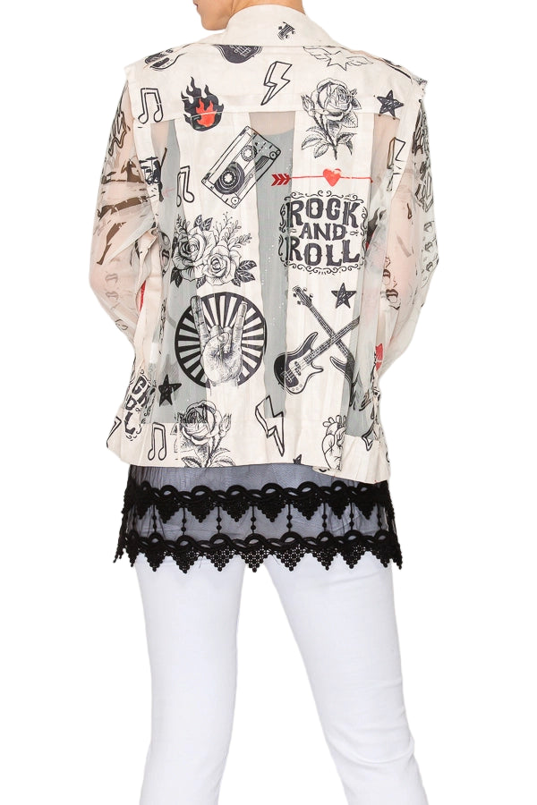 Rock And Roll Faux Suede Mesh Trimmed Detailed Jacket - Ships Late September