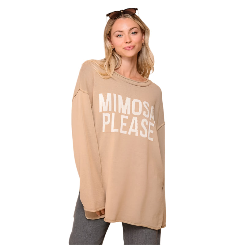 Mimosa Please Round Neck Oversized Sweater