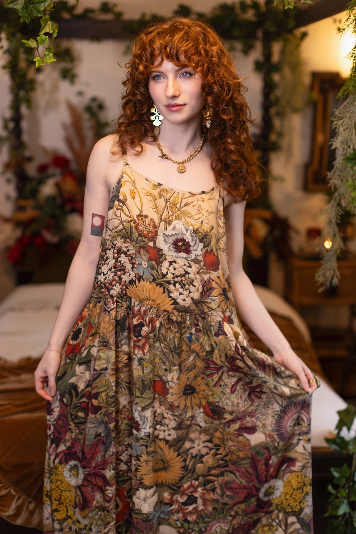 Golden Hour Bohéme Long Maxi Slip Dress | Floral Print
