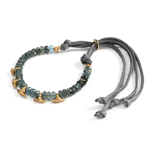Alexia Viola Napa Asilomar Bracelet Moss Aquamarine Leather