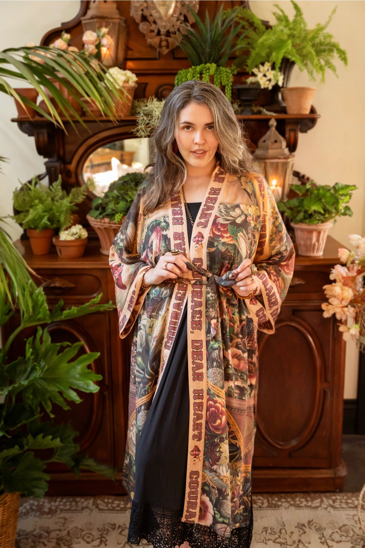 Courage Dear Heart Opera Duster Kimono Robe w/ Sacred Heart- Preorder Ships August 1 - 30th