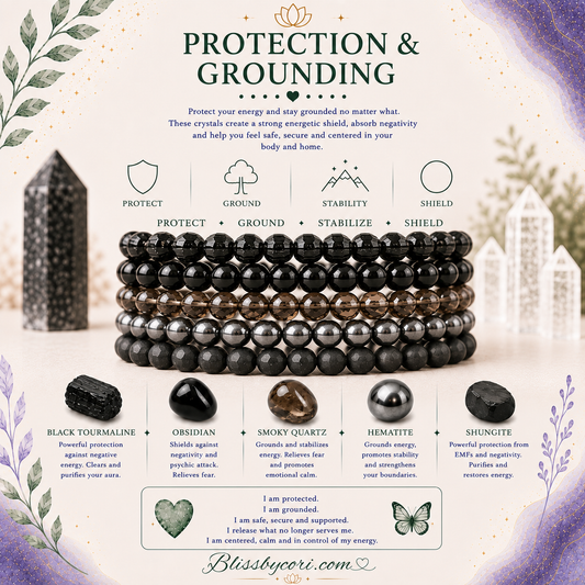 Protection & Grounding Gemstone Bracelet Stack
