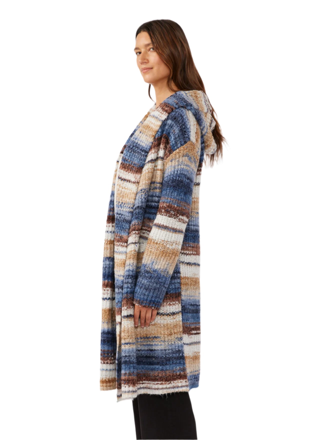 Knit Space Dye Long Sleeve Open Front Cardigan