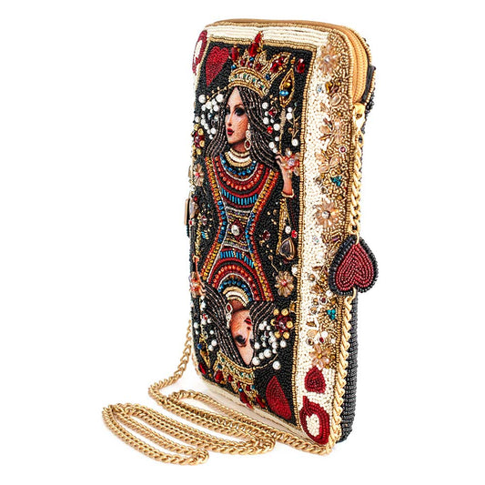 Mary Frances - The Queen Beaded Queen Playing Card Mini Crossbody Clutch