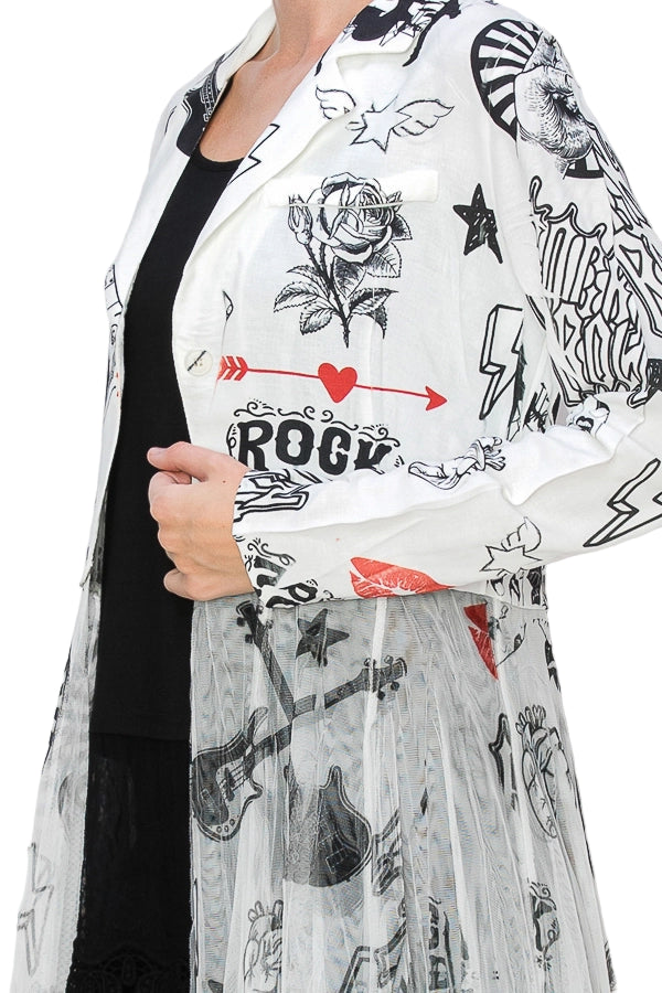 Rock And Roll Glam Longline Duster with Tulle Skirt - Ships Late September