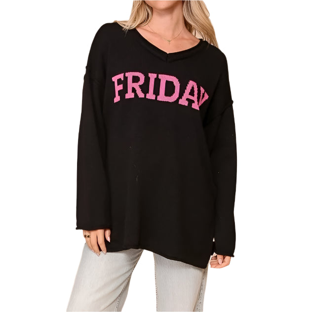 Friday V Neck Oversized Sweater