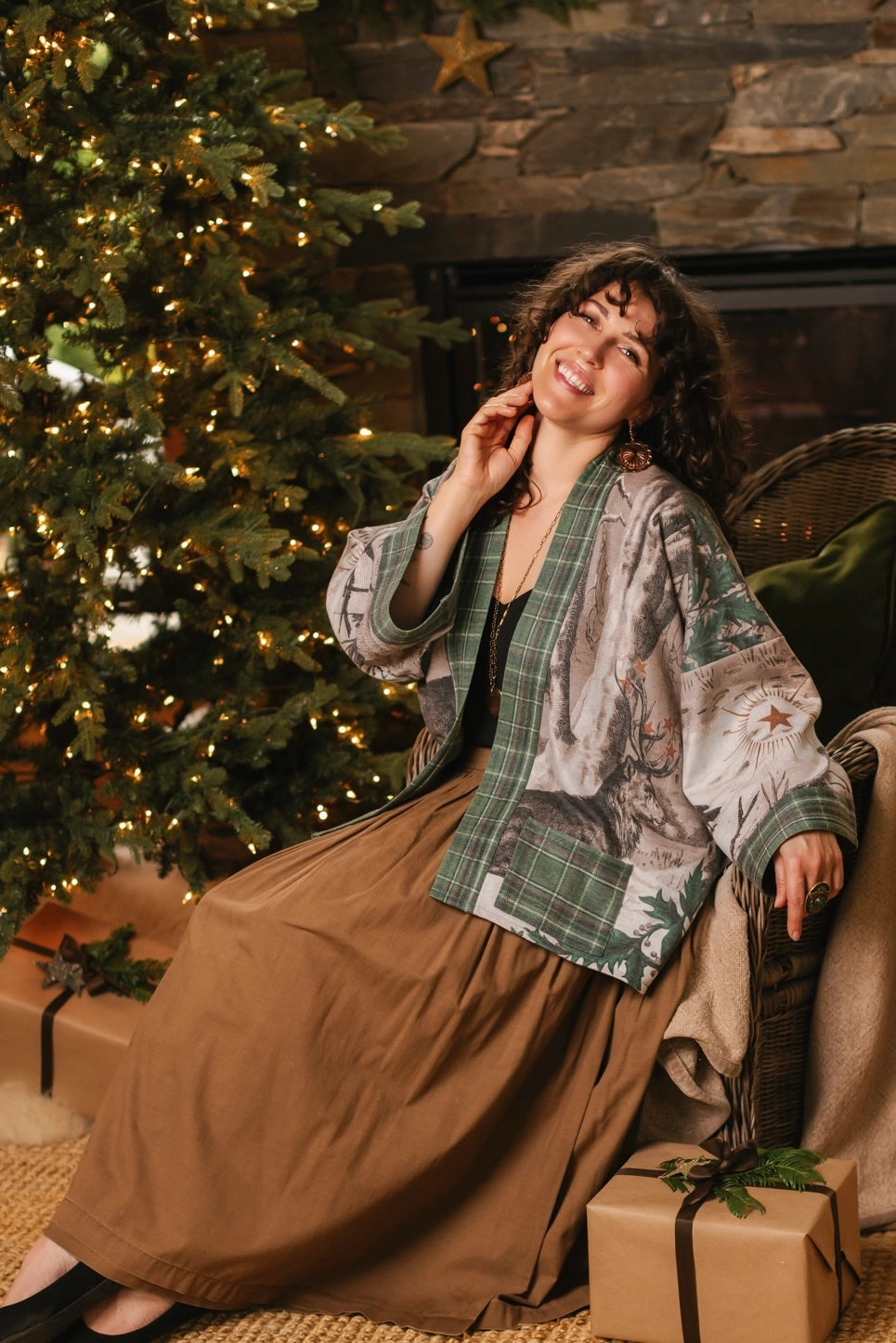 Winter Wish Christmas Fleece Cottage Cardigan Kimono Jacket Pre-Order Ships Sept 30th