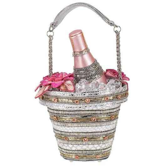 Mary Frances - Champagne On Ice Beaded Bottle and Bucket Top-Handle Bag