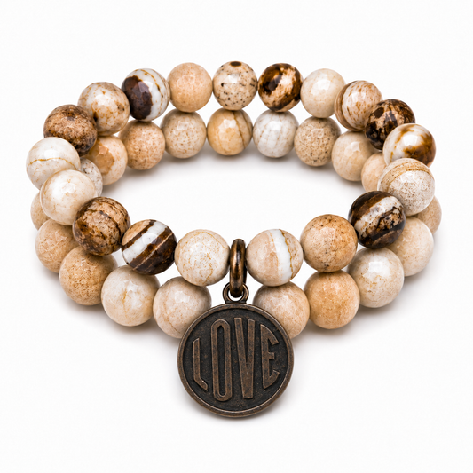 Rustic Love Gemstone Bracelet Set