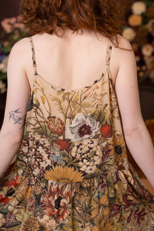 Golden Hour Bohéme Long Maxi Slip Dress w/ Floral Print Pre-Order Ships August 2026